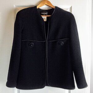 Chanel Fall 2015 Black Wool Tweed Silk Jacket